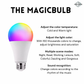 Smart LED Color Light Bulb, The MagicBulb, 800 Lumens, Power 9W, Interface E26, 2.4GHz Wi-Fi, White